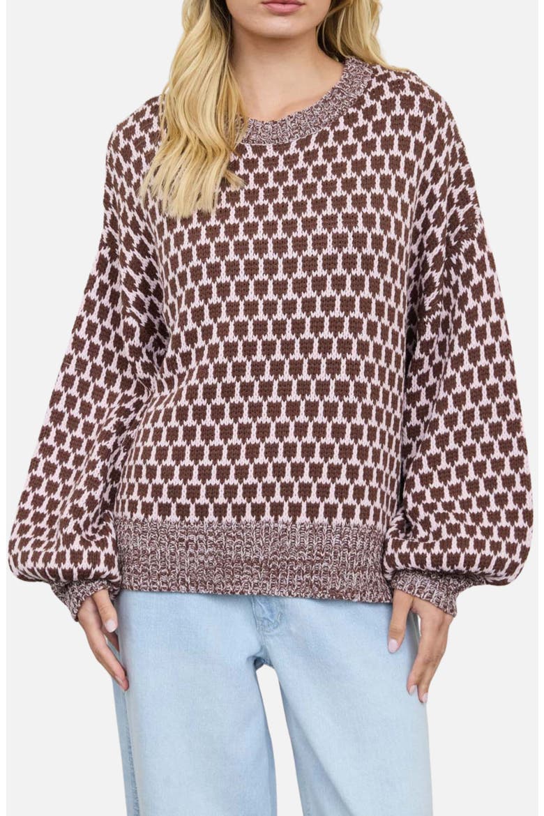 Geometric Pattern Relaxed Sweater, Main, color, PINK