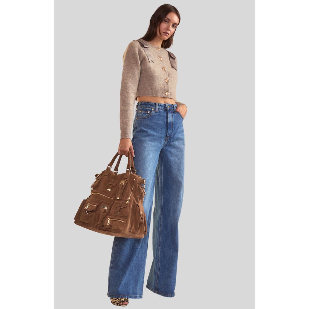 Cynthia Rowley Ivy Cropped Wool Cardigan In Camel