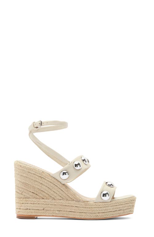 Cinq À Sept Georgia Studded Espadrille Ankle Strap Platform Wedge Sandal In Pearl