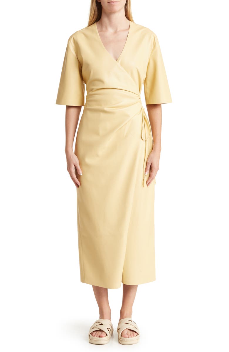 Nanushka Helisa Faux Leather Wrap Dress, Main, color, 