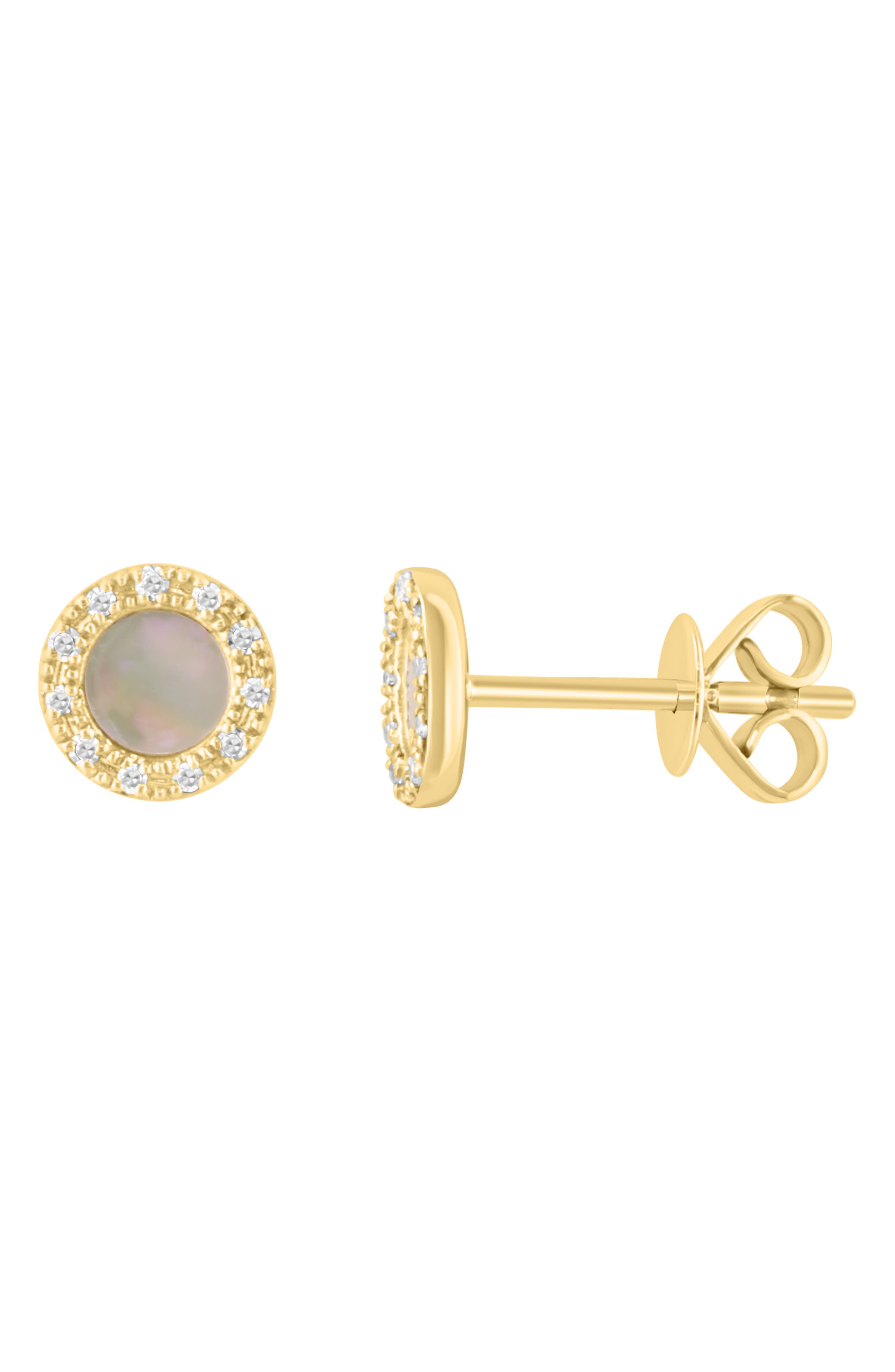 Mother-of-Pearl & Diamond Stud Earrings