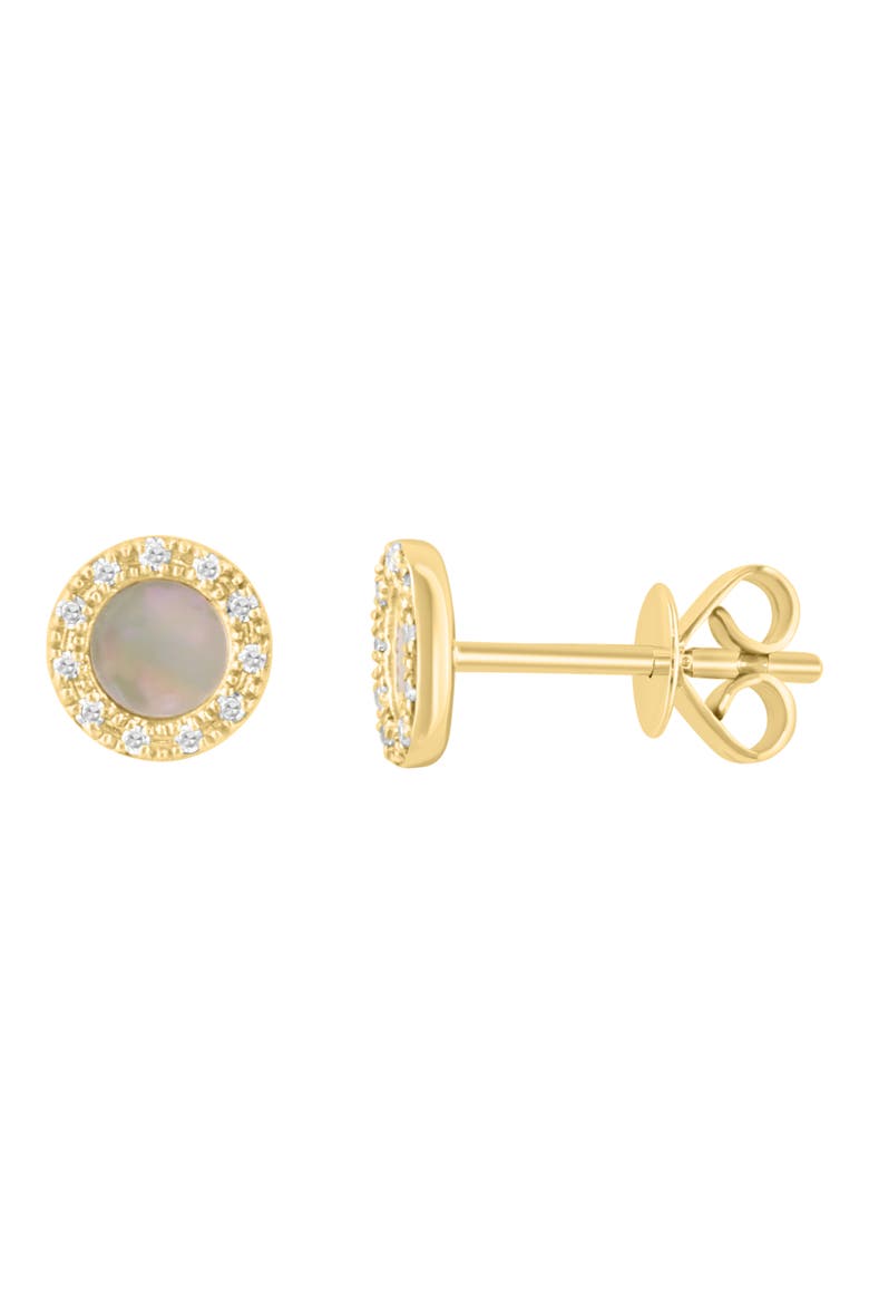 Mother-of-Pearl & Diamond Stud Earrings, Main, color, WHITE