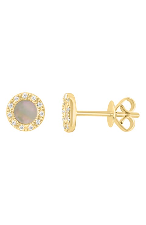Mother-of-Pearl & Diamond Stud Earrings