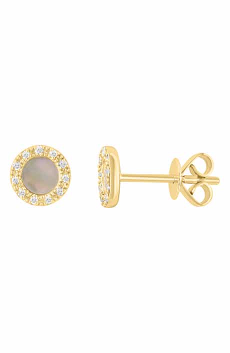Mother-of-Pearl & Diamond Stud Earrings