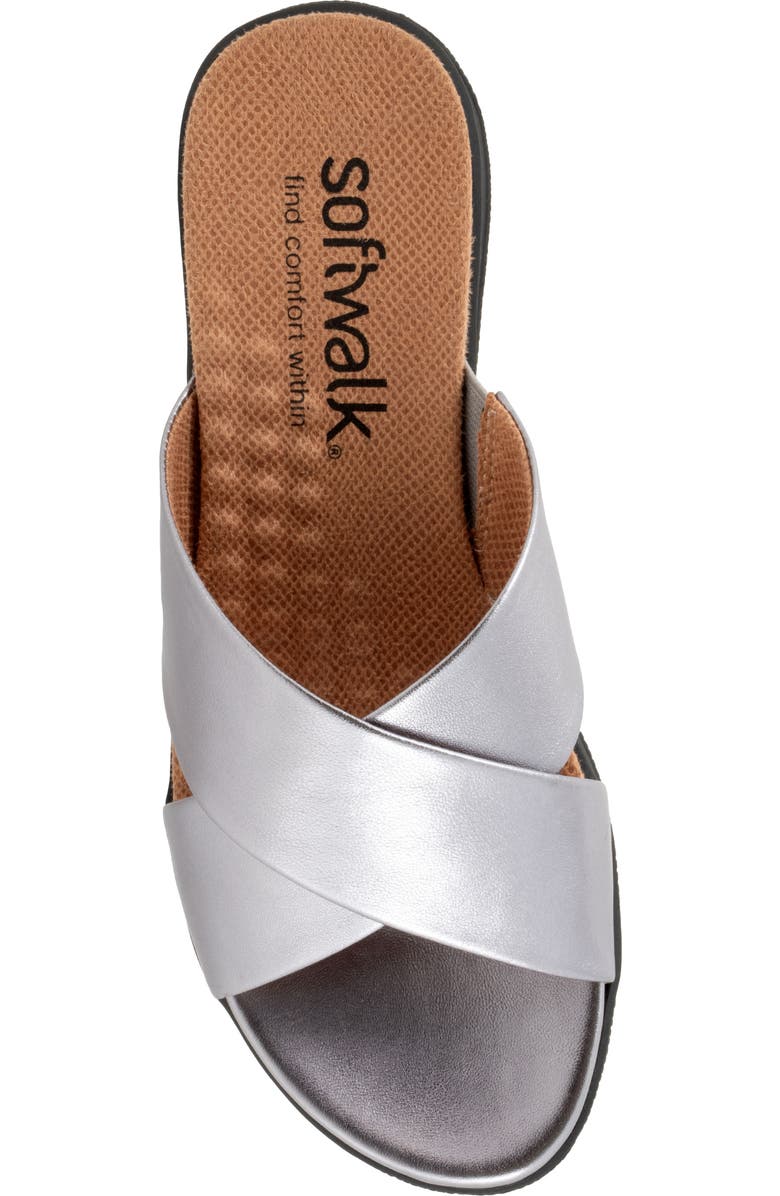 SoftWalk<sup>®</sup> 'Tillman' Leather Cross Strap Slide Sandal, Alternate, color, Pewter Leather