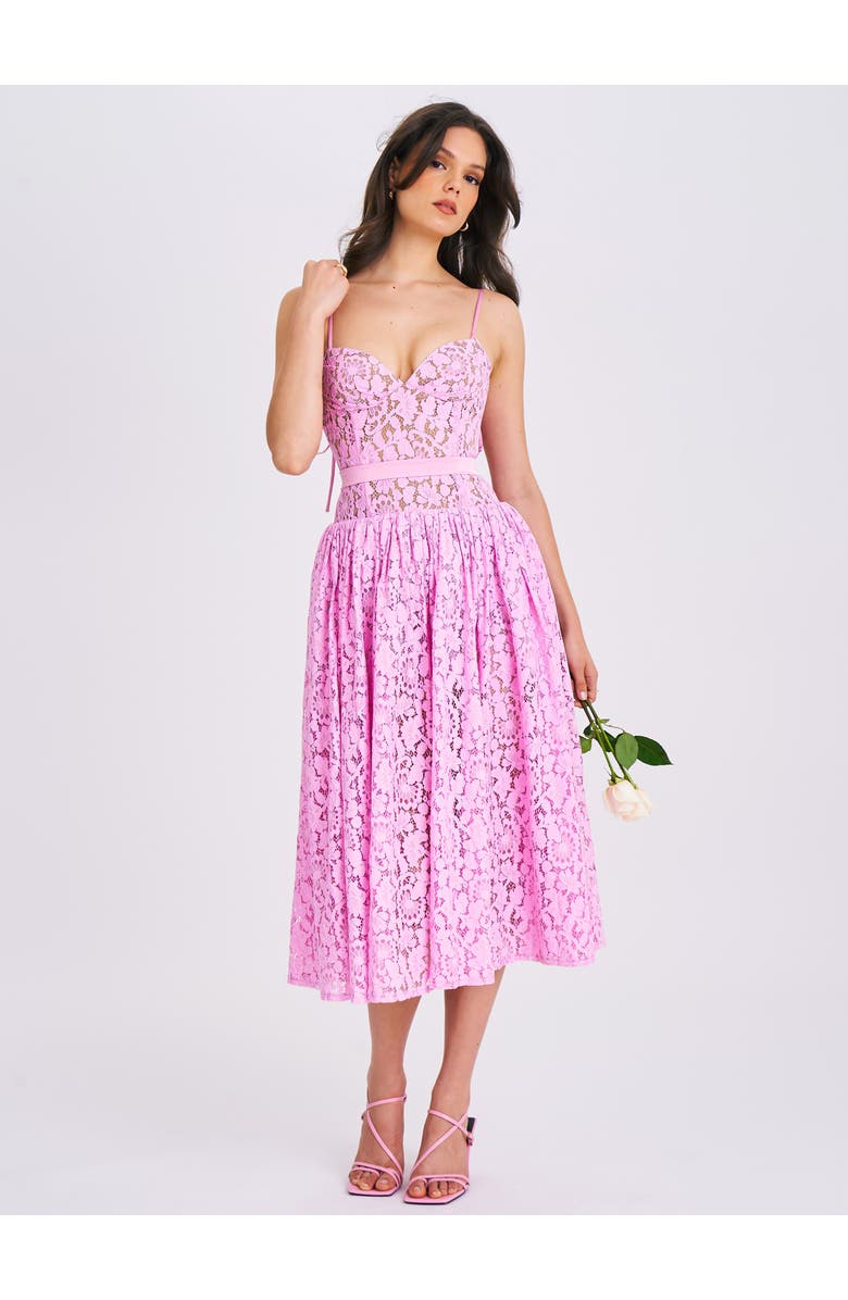 Miss Circle Lorena Lace Drop Waist Midi Sundress, Alternate, color,