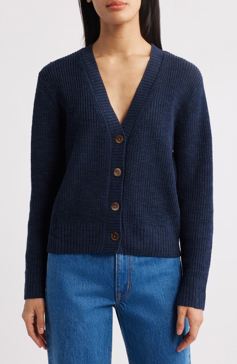 Faherty Miramar Linen & Cotton Cardigan, Alternate, color, Navy Blazer