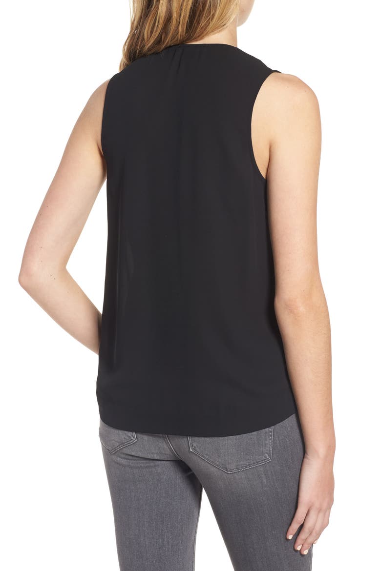 Tie Front Sleeveless Top, Alternate, color, BLACK