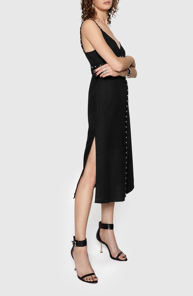 Rebecca Minkoff Archie Studded Linen Blend Dress, Alternate, color, 