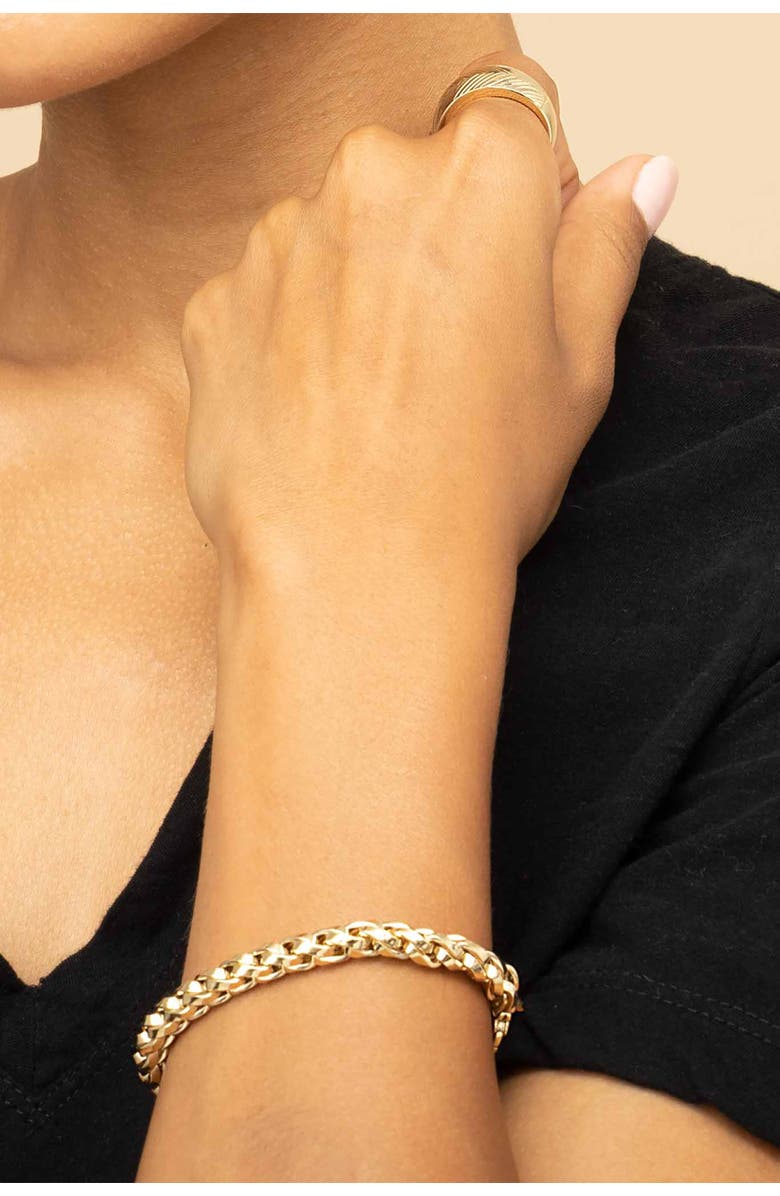 Oradina 14K Yellow Gold Caesar Bracelet, Alternate, color, Yellow Gold