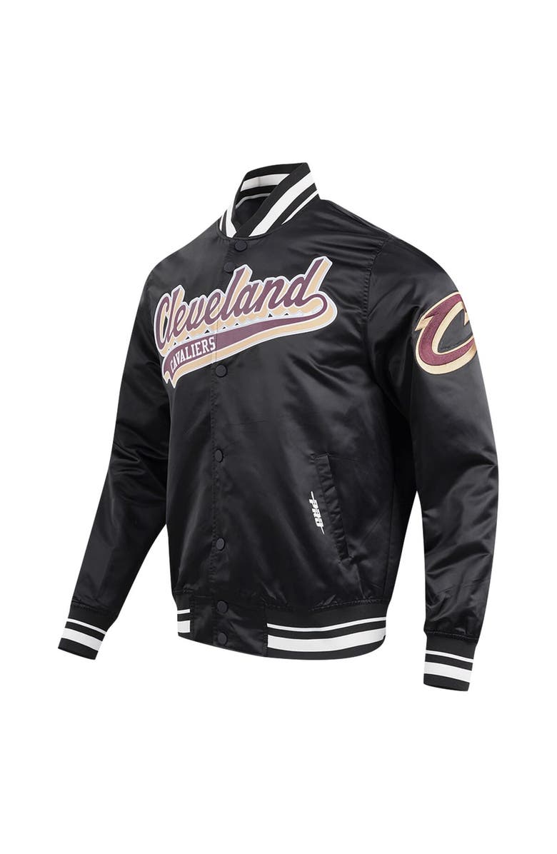 PRO STANDARD Men's Pro Standard Black Cleveland Cavaliers Script Tail Full-Snap Satin Varsity Jacket, Alternate, color,