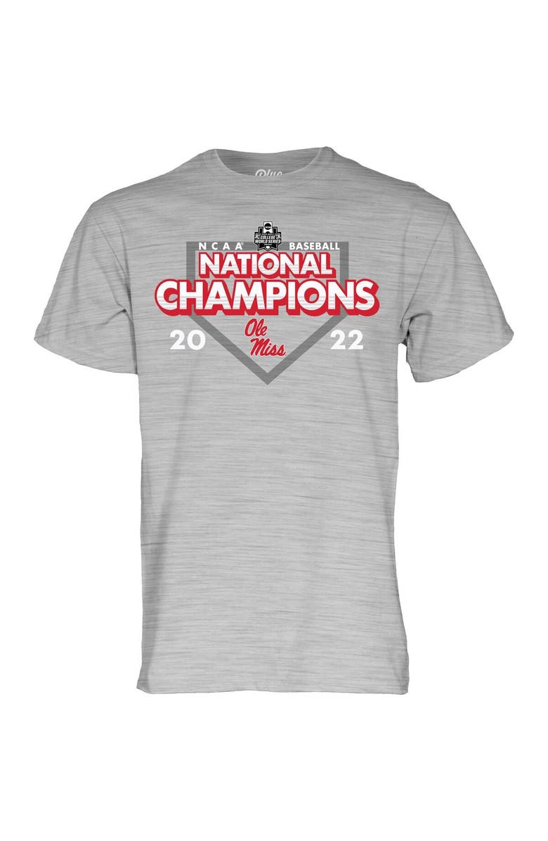 BLUE 84 Men's Blue 84 Heathered Gray Ole Miss Rebels 2022 NCAA Men's Baseball College World Series Champions Schedule T-Shirt, Alternate, color, 