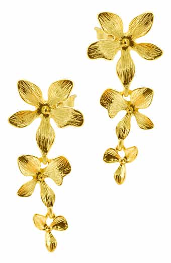 Adornia 14k Yellow Gold Plated Three Petal Drop Earrings