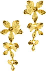 Adornia 14k Yellow Gold Plated Three Petal Drop Earrings