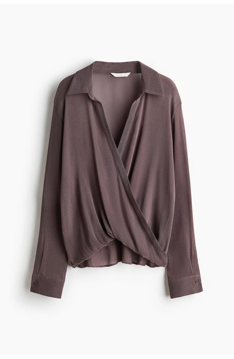 H&M Wrap blouse, Alternate, color, Dark Mauve