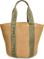 Chloé Large Woody Straw Basket Tote