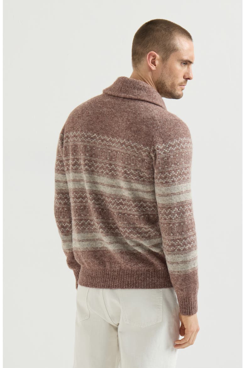 Alpaca, cashmere and wool nordic jacquard cardigan, Alternate, color, Red