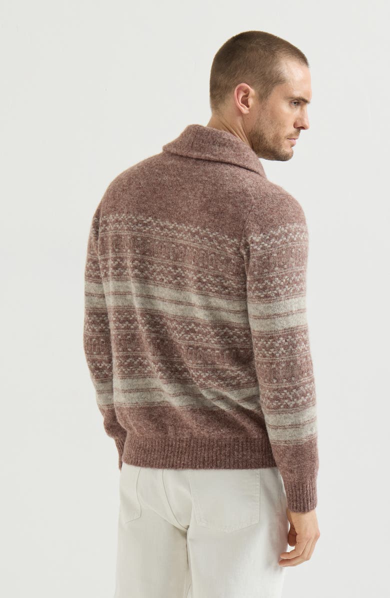 Brunello Cucinelli Alpaca, cashmere and wool nordic jacquard cardigan, Alternate, color, Red