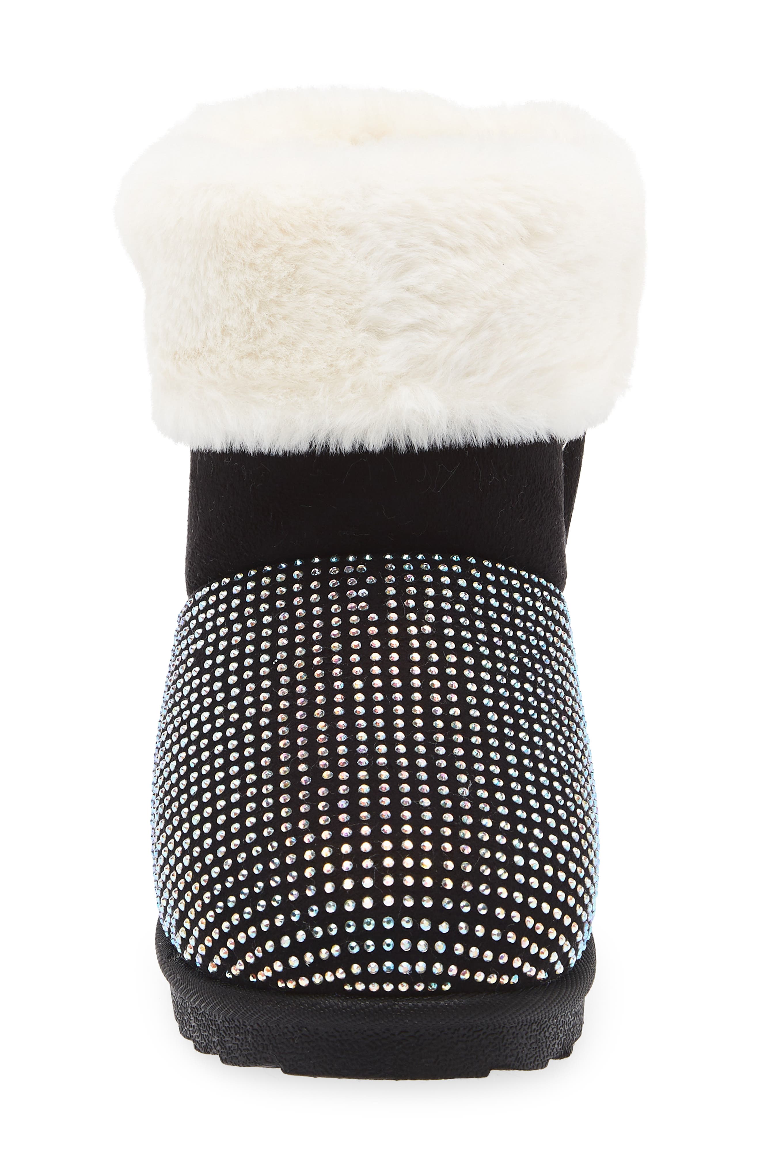 OLIVIA MILLER Kids' Crystal Embellished Faux Fur Lined Boot, Alternate, color, Black