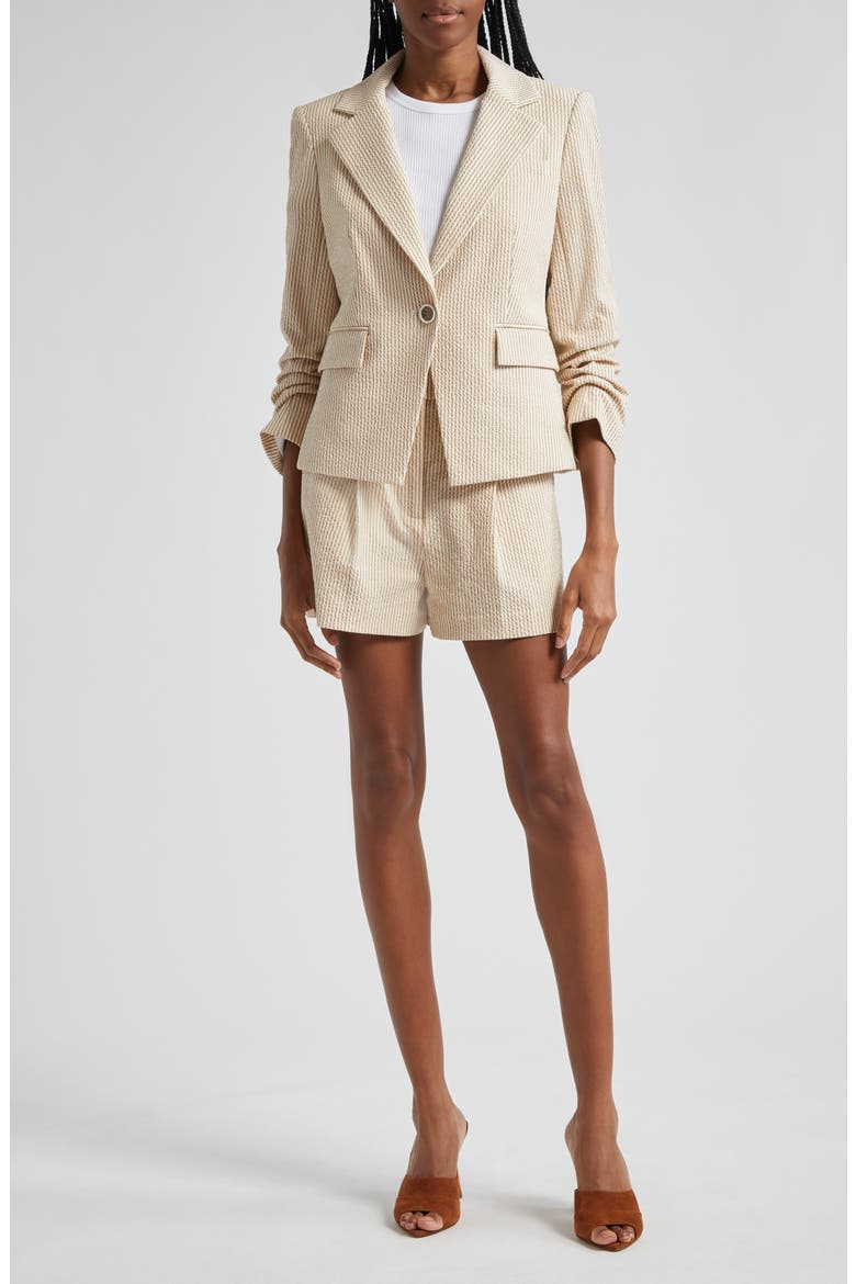 Aaliyah Seersucker Dickey Jacket, Alternate, color, KHAKI/ WHITE