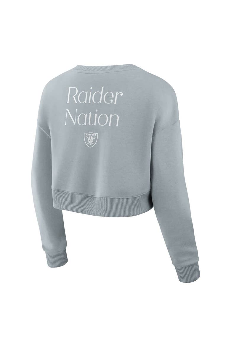 Women's Fanatics Gray Las Vegas Raiders Studio Tri-Blend Cropped Pullover Sweatshirt, Alternate, color, Gray
