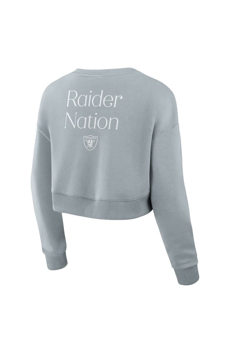 FANATICS Women's Fanatics Gray Las Vegas Raiders Studio Tri-Blend Cropped Pullover Sweatshirt, Alternate, color, Gray