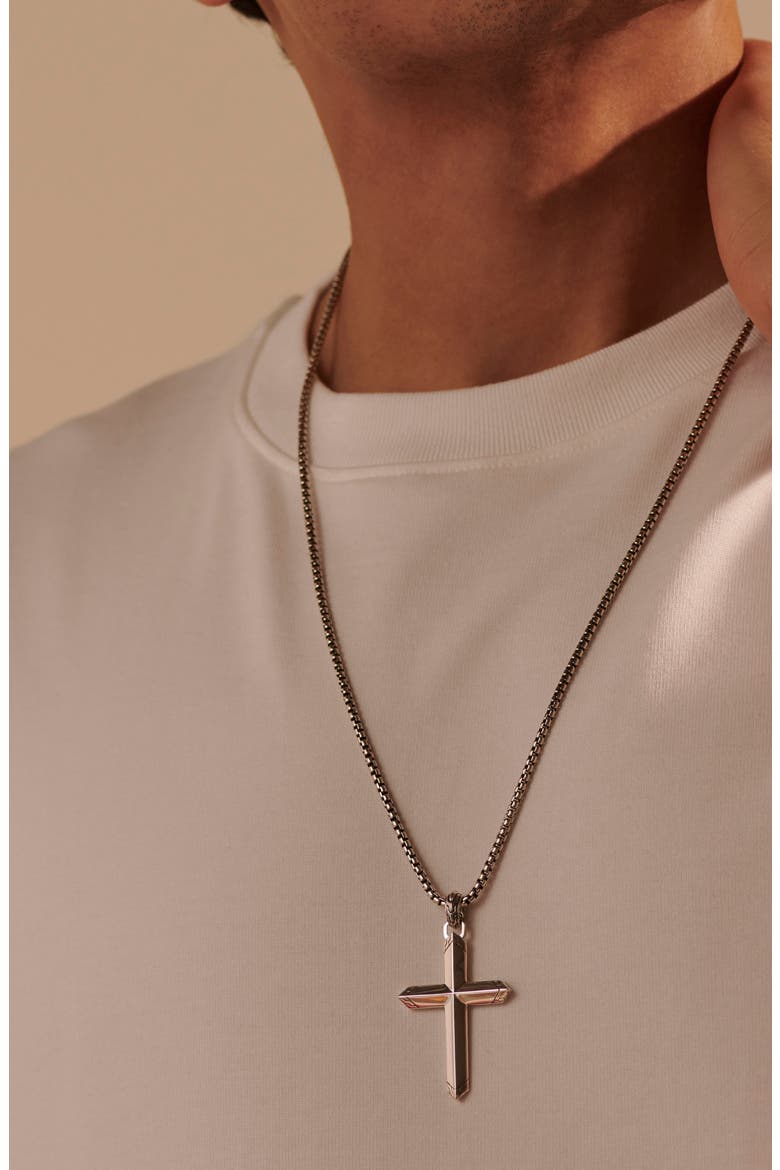 Men's Classic Chain Cross Pendant Necklace, Alternate, color, SILVER