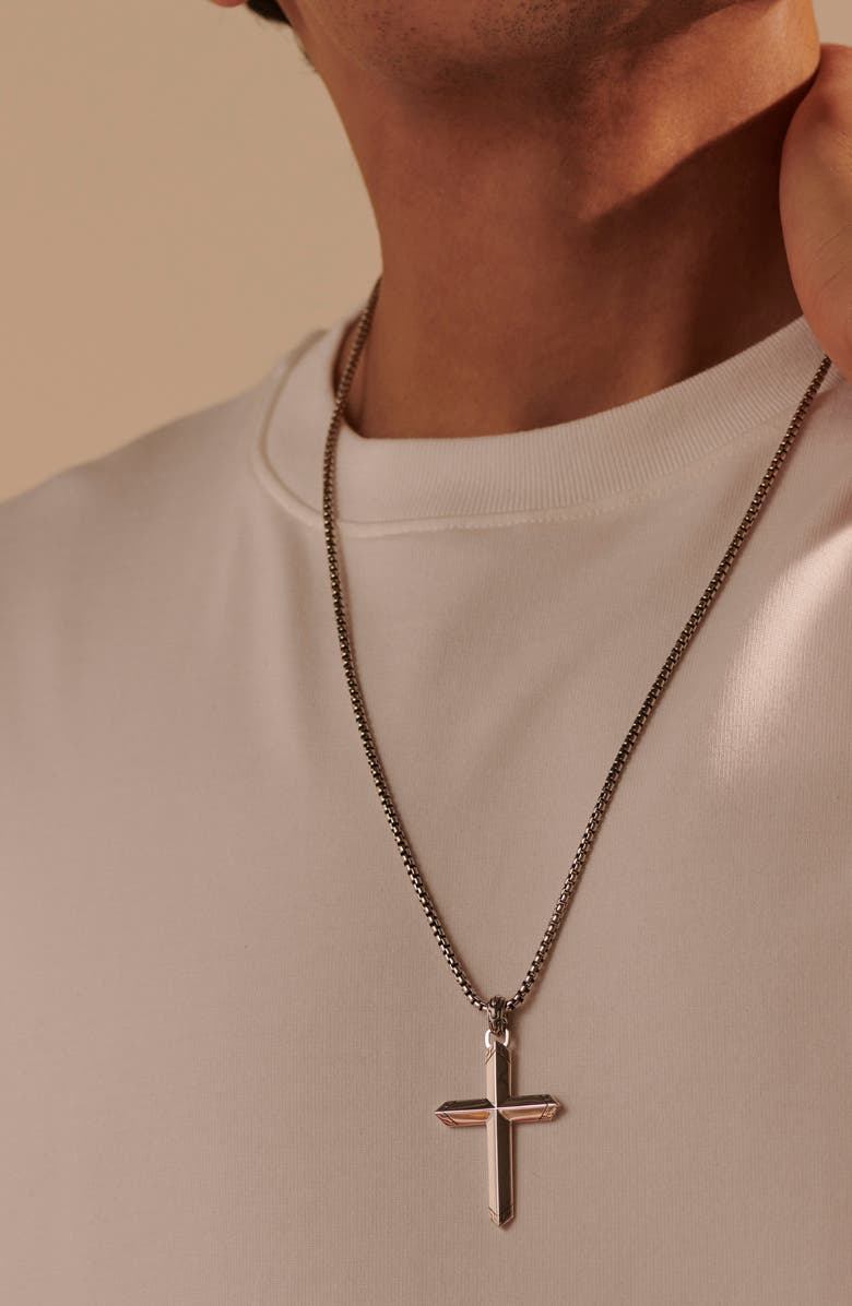 John Hardy Men's Classic Chain Cross Pendant Necklace, Alternate, color, Silver