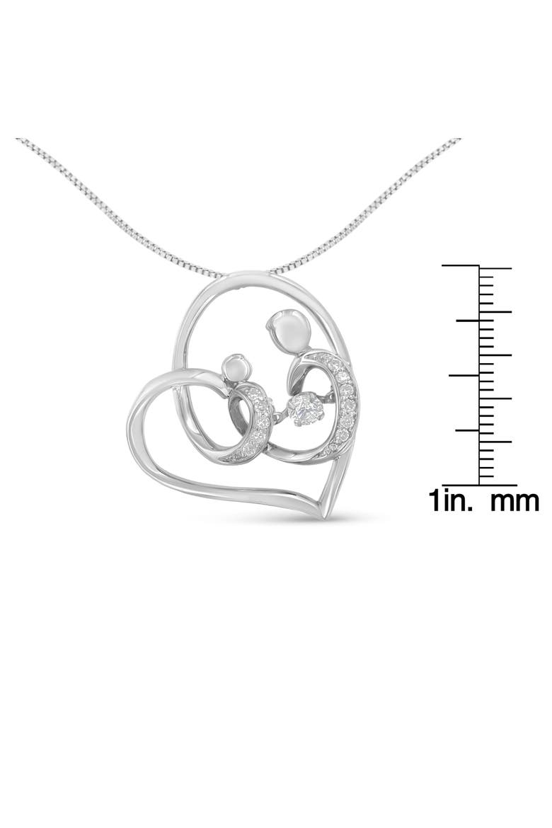 .925 Sterling Silver 1/6 cttw Diamond Heart Pendant Necklace, Alternate, color, White