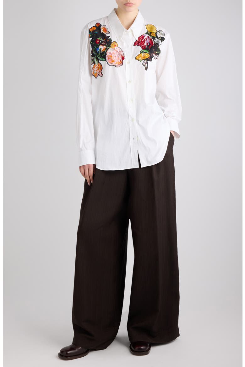 Embroidered Cotton Shirt, Alternate, color, WHITE