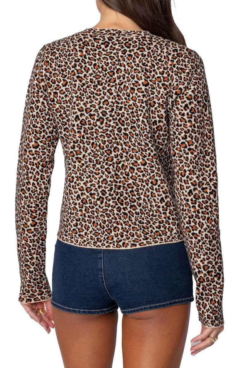 EDIKTED Leopard Print Cardigan, Alternate, color, Leopard