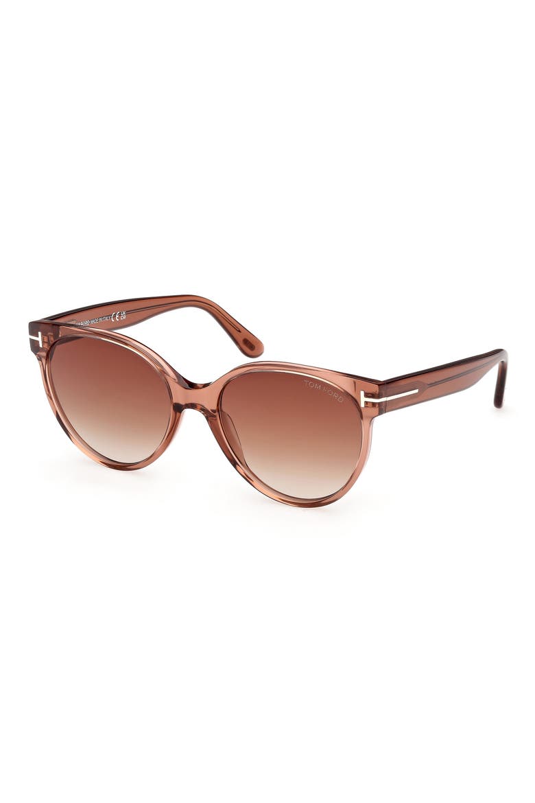 Tallulah 56mm Gradient Round Sunglasses, Alternate, color, TERRACOTTA / BROWN LENS