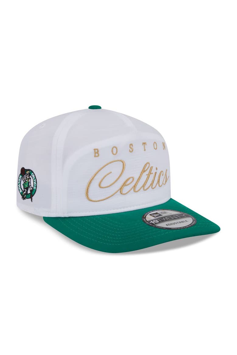 Men's New Era White/Kelly Green Boston Celtics 2025 NBA Draft On-Stage Nylon 19TWENTY Adjustable Hat, Main, color, White