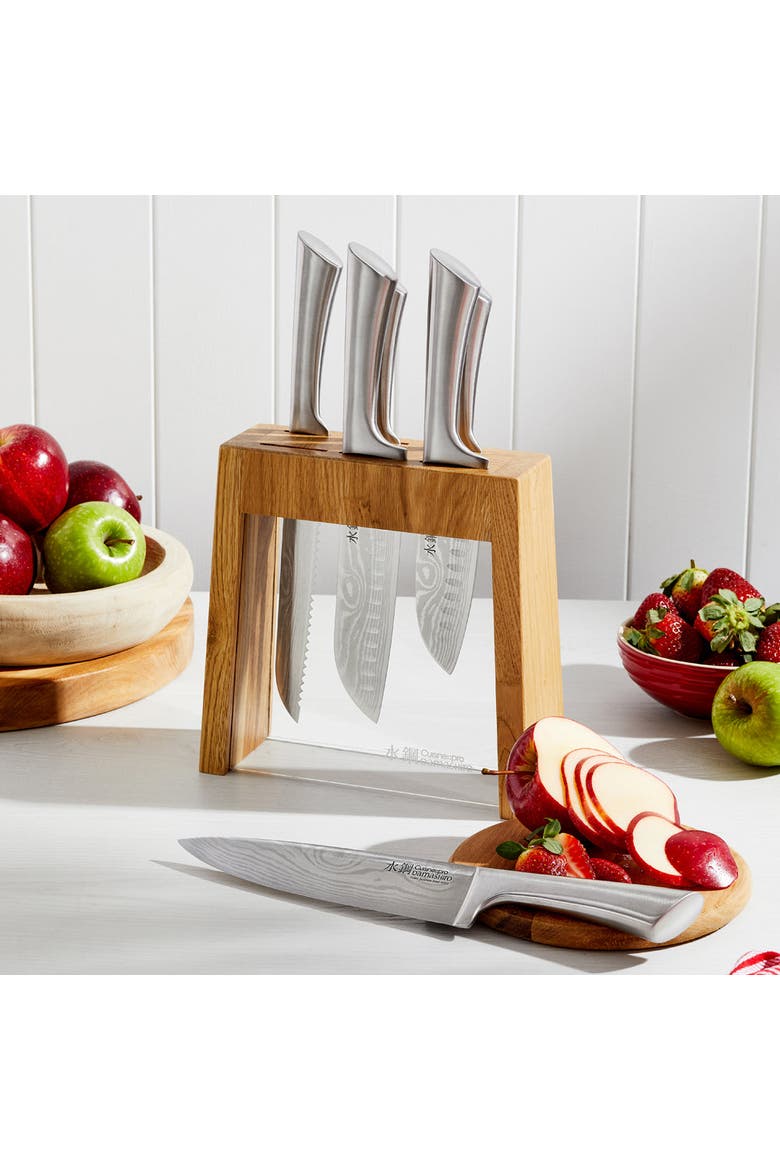 Damashiro® Mizu 7-Piece Knife Block, Alternate, color, Silver