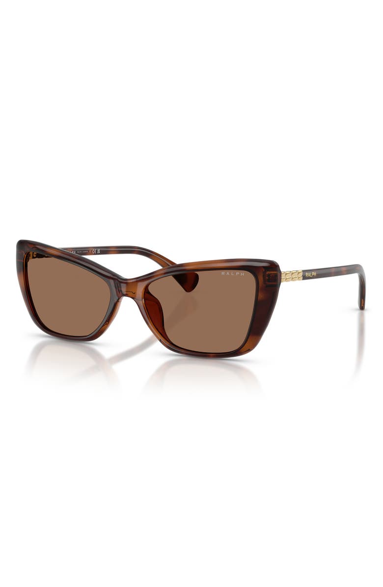 RALPH 56mm Cat Eye Sunglasses, Alternate, color, Shiny Dark Havana / Brown