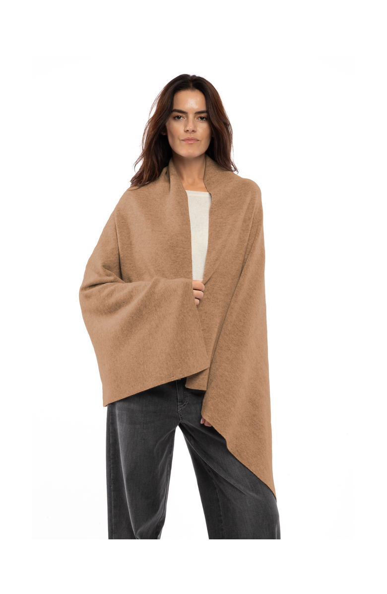Monticelli Cashmere Double-Knit Pure Cashmere Cape Wrap, Main, color, Camel