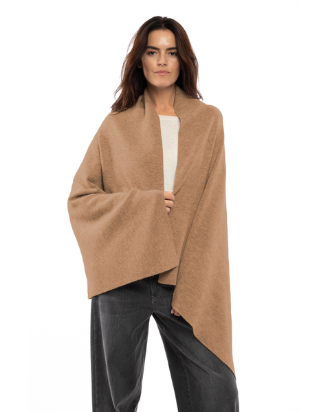 Double-Knit Pure Cashmere Cape Wrap
