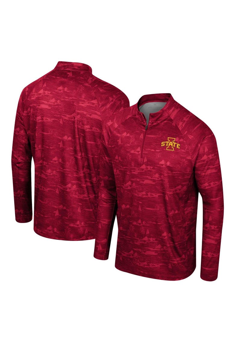 Men's Colosseum Cardinal Iowa State Cyclones Carson Raglan Quarter-Zip Jacket, Alternate, color, Cardinal