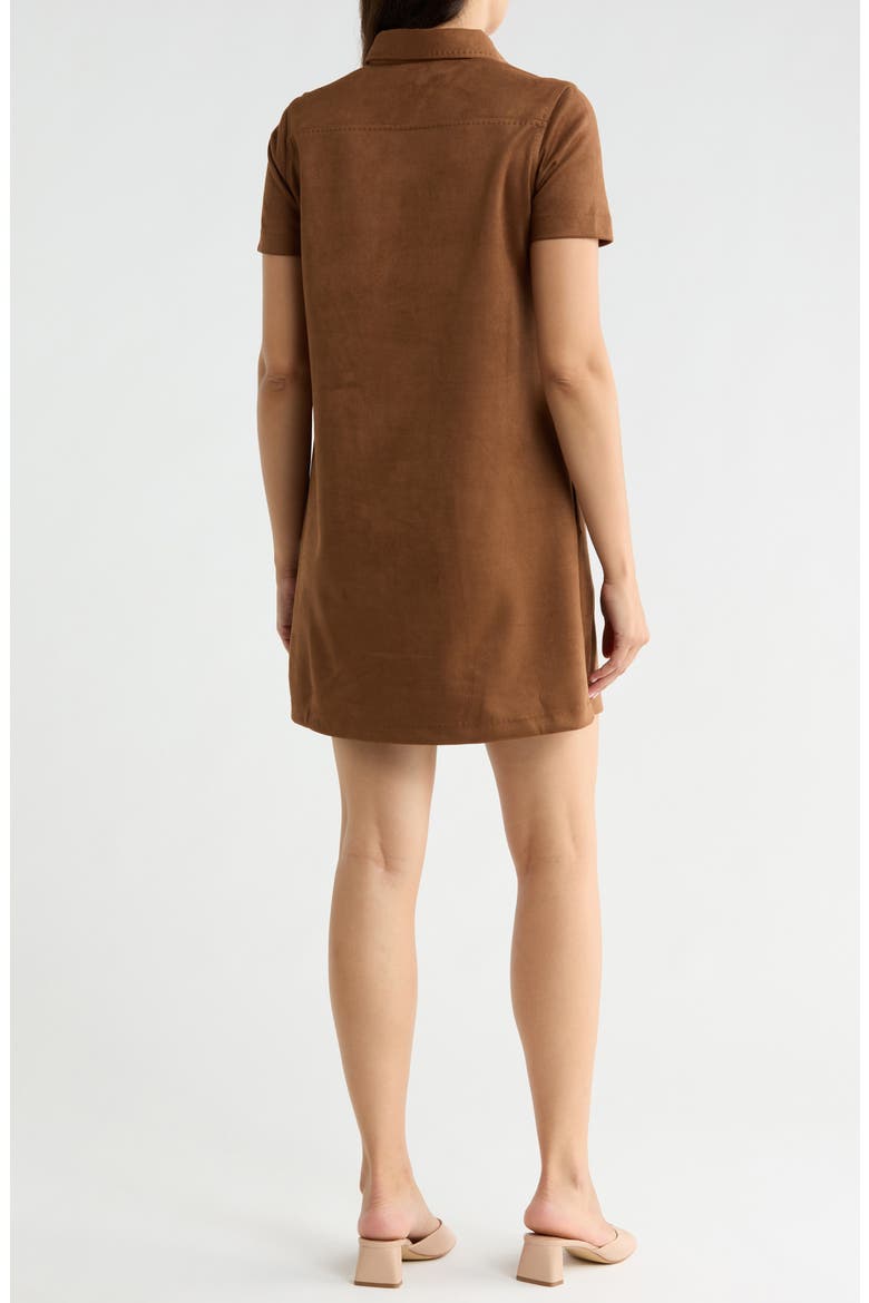 Faux Suede Shirtdress, Alternate, color, SADDLE-SADDLE