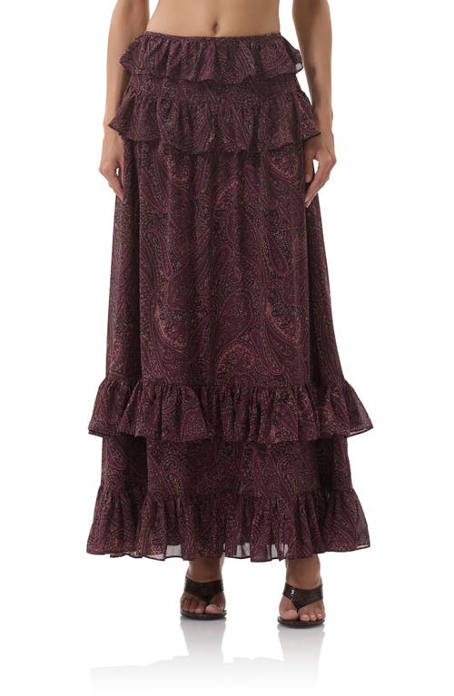 Afrm Pierre Tiered Maxi Skirt In Burgundy