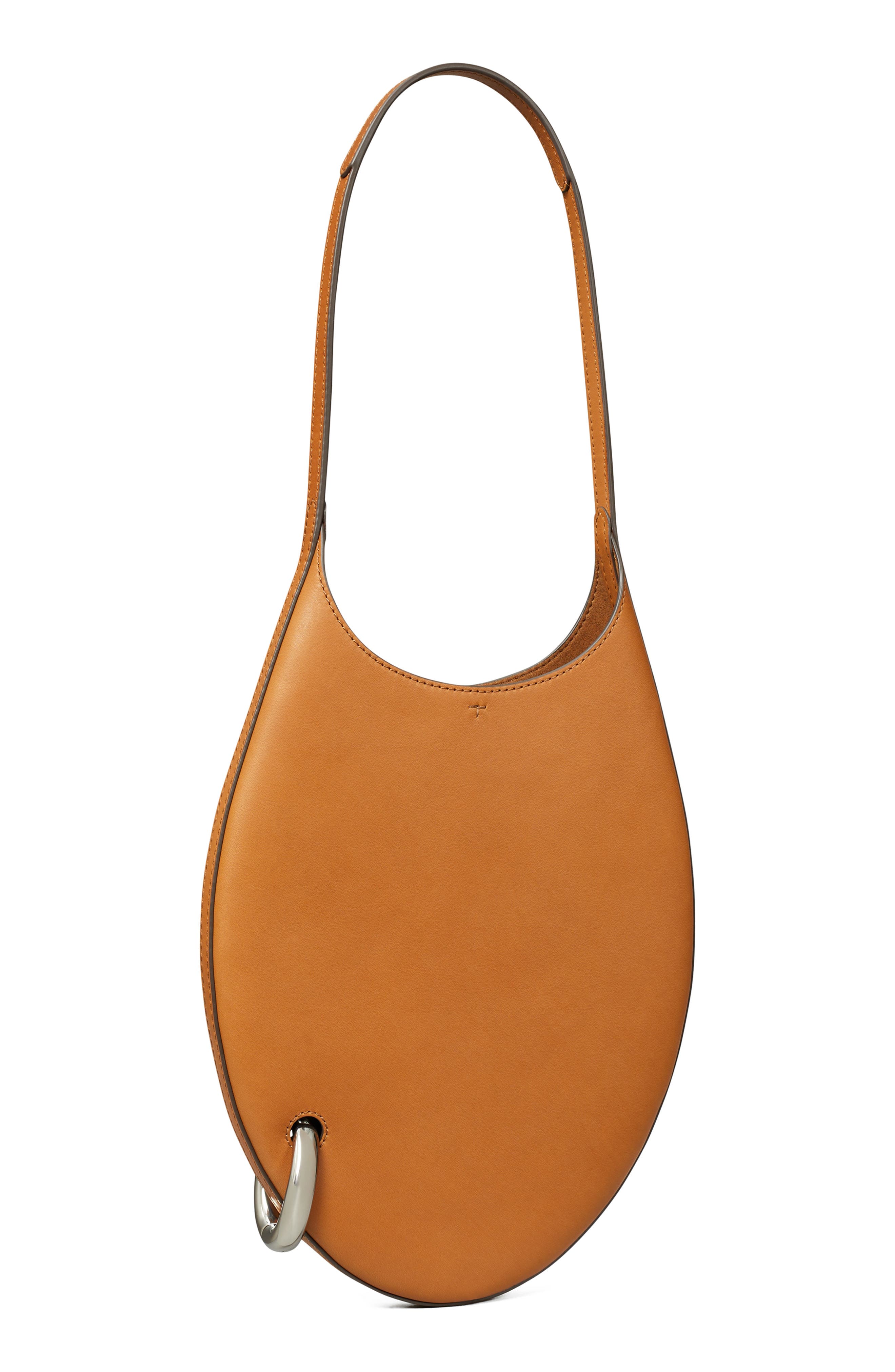 Tory Burch Small Pierced Leather Shoulder Bag, Alternate, color, Aged Tan