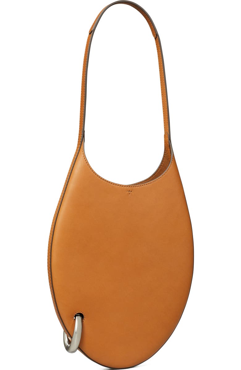 Tory Burch Small Pierced Leather Shoulder Bag, Alternate, color, Aged Tan