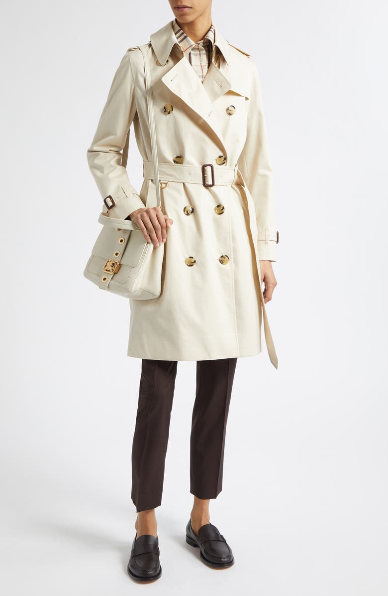 Burberry Kensington Double Breasted Trench Coat, Alternate, color, Clam Beige