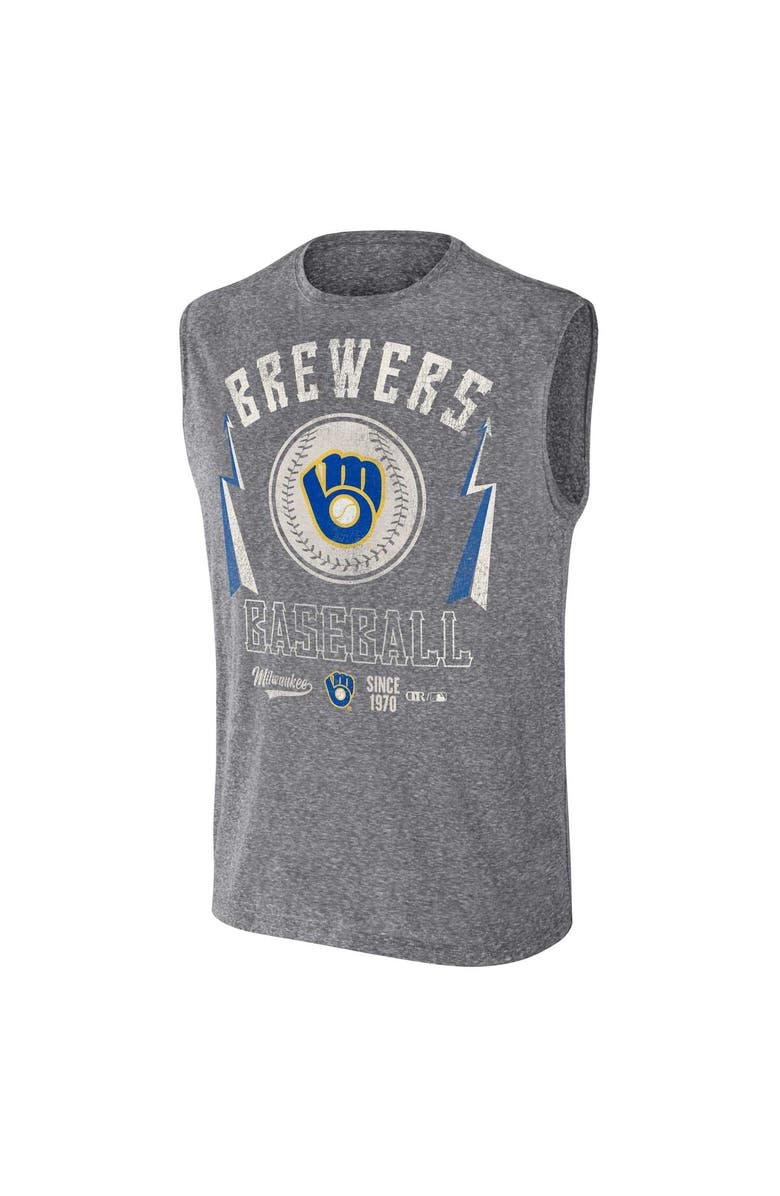 Darius Rucker Collection by Fanatics Men's Darius Rucker Collection by Fanatics Charcoal Milwaukee Brewers Relaxed-Fit Muscle Tank Top, Alternate, color, Charcoal
