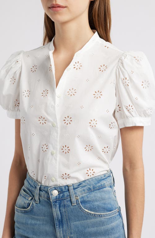 Frame The Eyelet Puff Sleeve Shirt In White