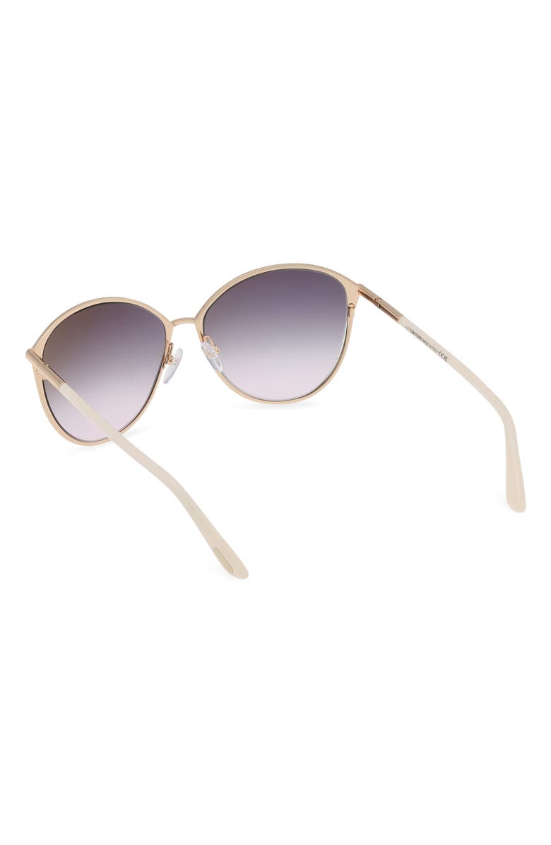TOM FORD Penelope 59mm Gradient Round Sunglasses, Alternate, color, Shiny Rose Gold / Smoke