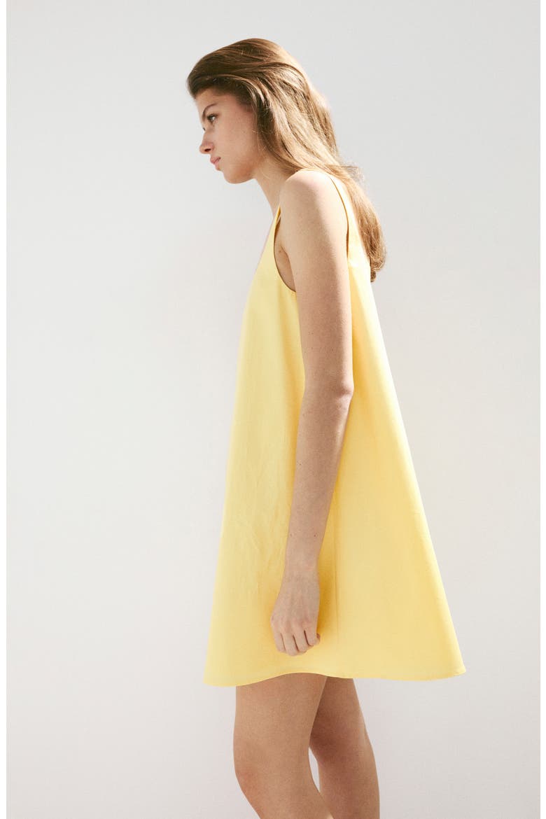 Flared Stretch Cotton Minidress, Alternate, color, PASTEL YELLOW