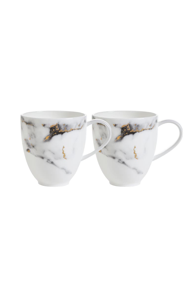 Prouna Marble Venice Fog Barrel Mug, Set of 2, Main, color, White