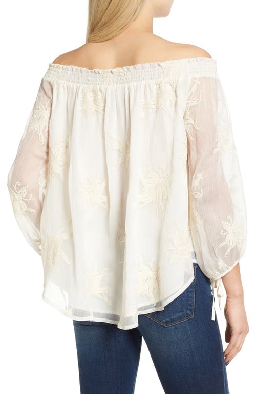 Astr The Label Matilda Embroidered Off The Shoulder Top In Animal Print