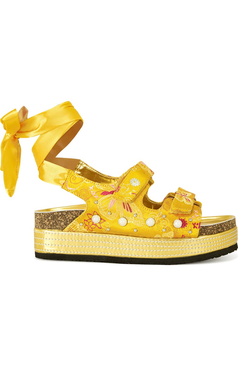 AZALEA WANG Makley Ankle Wrap Platform Sandal, Alternate, color, Yellow